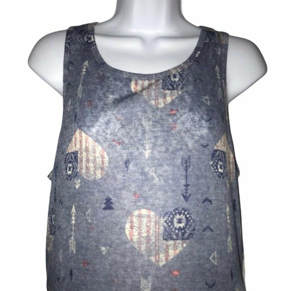 Wallflower Blue Mildly Sheer Patriotic Tank Top L - Picture 2 of 9